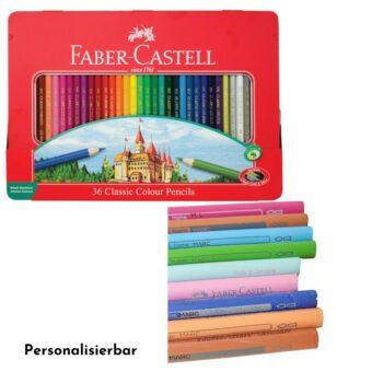 Das perfekte Geschenk für Kreative - personalisierbaren Faber-Castell Classic Farbstiften. Ideal für Einschulung, zurück zur Schule und kreative Projekte.