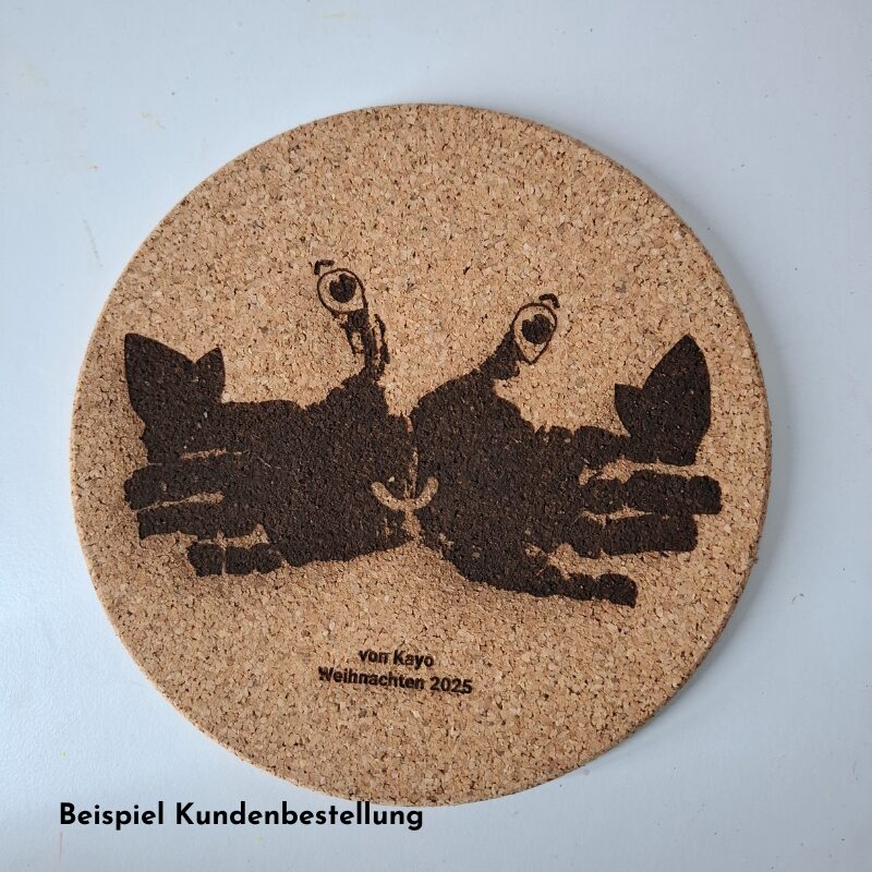 Korkuntersetzer mit Gravur Pfannenuntersetzer Geschenkidee für Gotti mit Handabdruck Krebs