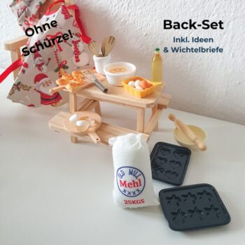 Das Einfachschenken Mini Back-Set Zubehör für den Wichtel ist die ideale Ergänzung der Wichteltüre. Mit tollem Mini Sachen, Ideen und Wichtelbriefen.