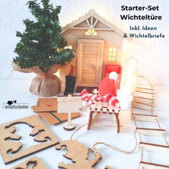 Starte magisch in die Adventszeit mit unserem Wichteltüre Starter Set. Inkl. Baum, Holz-Wichteltüre, eine Fahrplan, Wichtelbriefen, Wichtelgeschichte uvm.