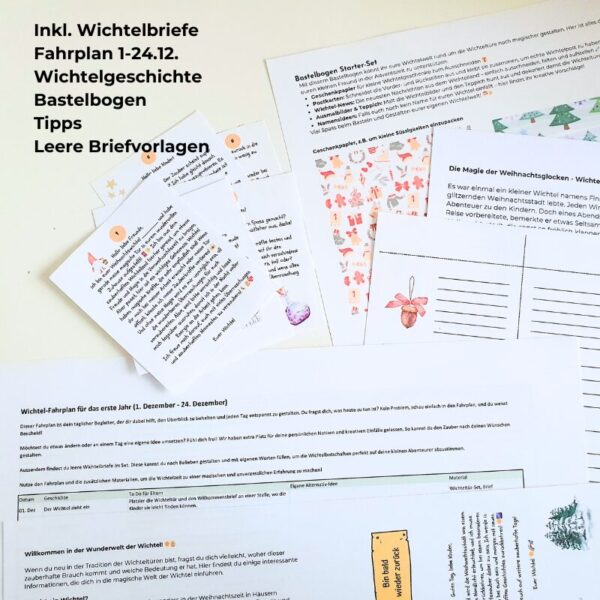 Einfachschenken Starter Set Wichteltüre mit Wichtelbriefe, Fahrplan, Wichtelgeschichte, Tipps und Bastelbogen