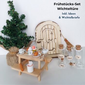 Das perfekte Einfachschenken Zubehör Frühstücks-Set für die Wichteltüre für ein Frühstück oder wenn der Wichtel krank, inkl. Wichtelbriefe und Ideen