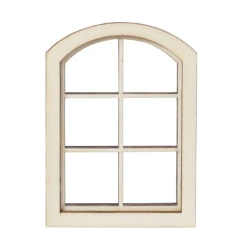 Mini Holzfenster mit Rundbogen und Sprossen für dein Wichtelhaus oder Wichteltüre. Flexibel einsetzbar für grössere Wichteltüren oder selbstgebaute Wände.