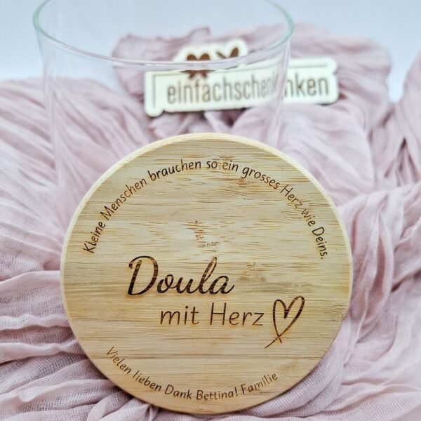 Persönliches Vorratsglas mit Gravur – ein liebevolles "Danke" Geschenk für Hebammen, Doulas oder Stillberaterinnen. Mit Wunschtext personalisierbar