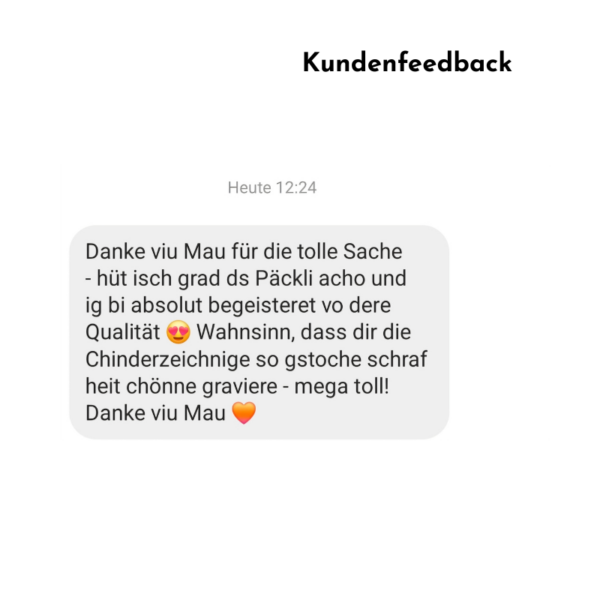 Kundenfeedback Kundenrückmeldung Einfachschenken Schneidebrett Kinderzeichnungen