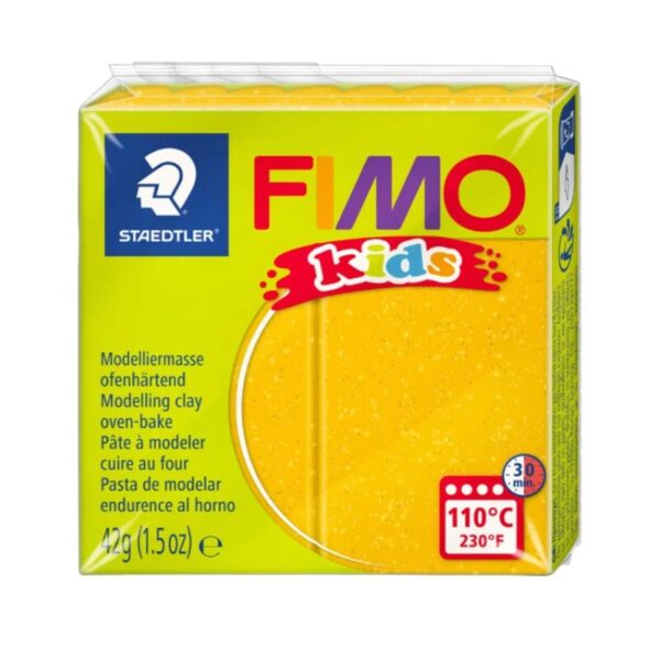 Verleihe deinen kreativen Projekten mit STAEDTLER FIMO Kids in Glitzer Gold Schwung und Energie. Entdecke die Möglichkeiten für ein einzigartiges Geschenk!