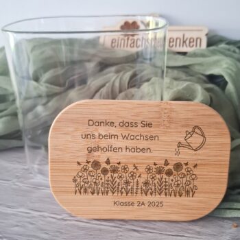 Sag Danke mit einem personalisierten Vorratsglas für Lehrer:innen und Pädagog:innen, perfektes Abschiedsgeschenk für die Schule oder Kindergarten rechteckig