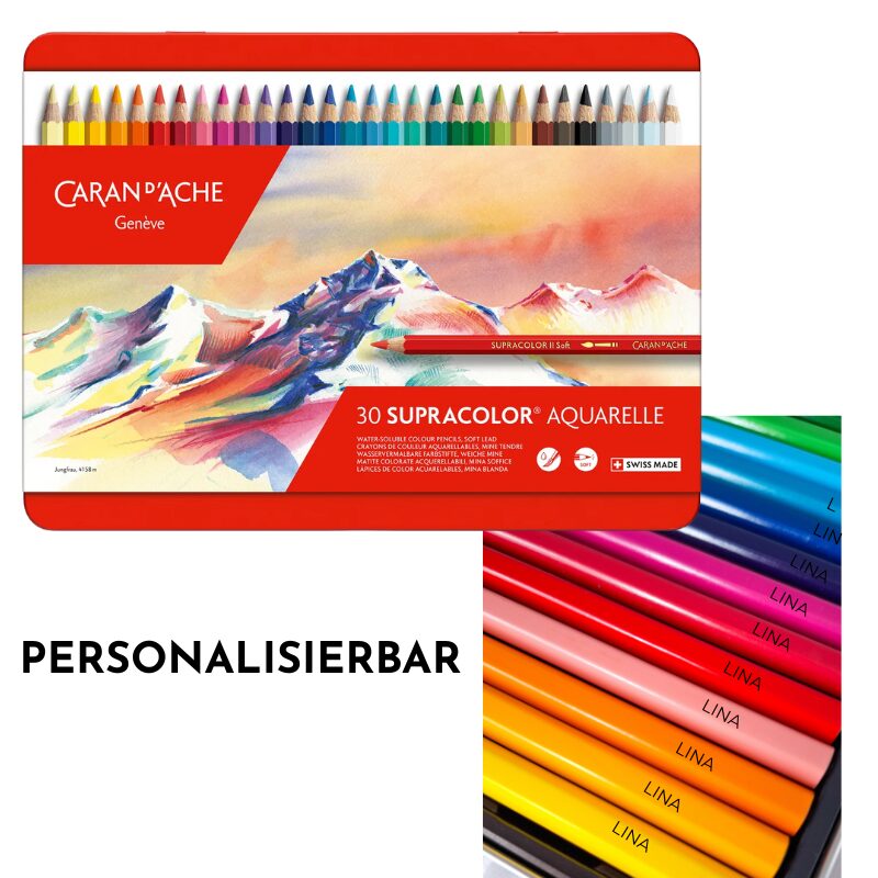 Entdecke die personalisierten Caran d’Ache Farbstifte im 30er-Set – mit Namen graviert. Das perfekte, hochwertige Geschenk für kreative Kinder.