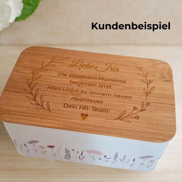 Keksdose personalisiert mit Logo oder Wunschdesign – ideal für Firmen, Vereine oder als kreatives Geschenk. Nachhaltig, individuell & langlebig. Gemeinschaftsgeschenk Arbeitskolleginnen Neuanfang