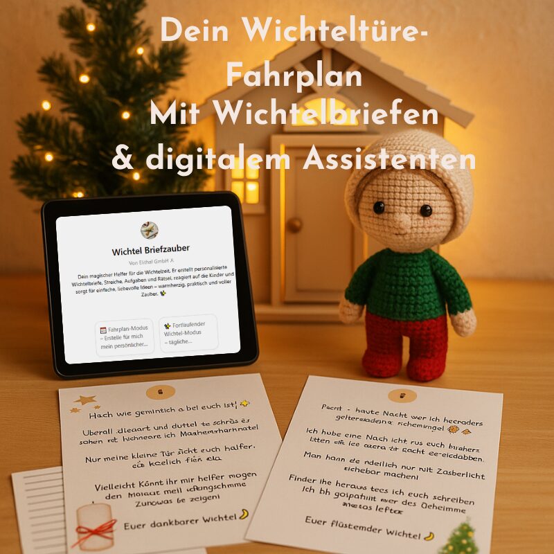 Digitales Wichtel-Set mit Fahrplan, Wichtelbriefen und KI-Assistent – Einfachschenken Schweiz Ideen und Wichtelbriefe für die Wichteltüre Adventszeit ganz einfach erhalten