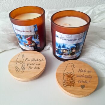 Wichtel-Duftkerze mit fixem Wichtel-Spruch, das perfekte Geschenk zum Wichteln oder als kleines Mitbringsel zu Weihnachten.