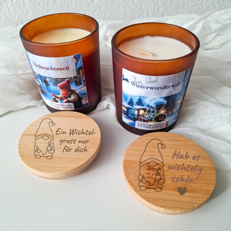 Wichtel-Duftkerze mit fixem Wichtel-Spruch, das perfekte Geschenk zum Wichteln oder als kleines Mitbringsel zu Weihnachten.