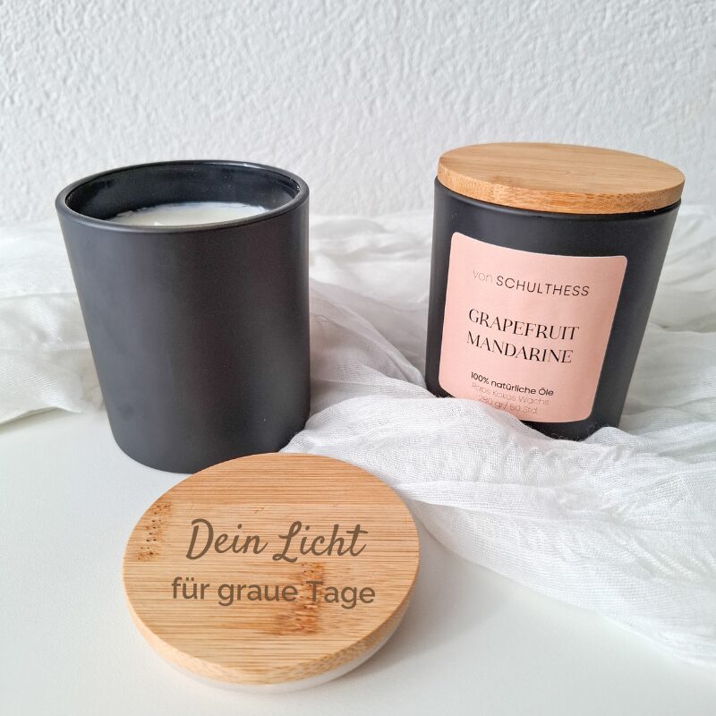 Personalisierte Duftkerze mit wählbarem Spruch oder eigenem Text, das perfekte Geschenk zur Aufmunterung, für Freundin, Mama oder Kollegin.