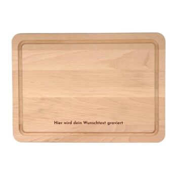 Personalisiertes Schneidebrett aus Holz mit Gravur als Geschenk, Platzhalter für individuellen Wunschtext auf der Vorderseite