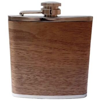 Flachmann aus Edelstahl mit Echtholz-Ummantelung Geschenkidee für Männer, Campen, Jagen, Angeln