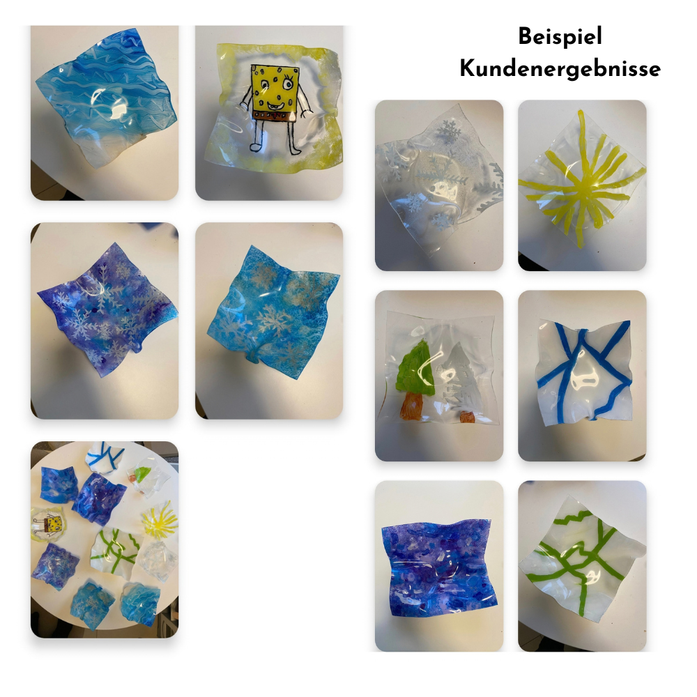 Kundenergebnisse: selbst bemalte Schalen aus Acrylglas zum Geschenke basteln