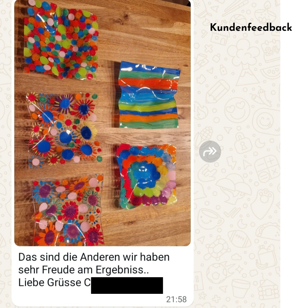 Kundenfeedback: Schalen aus Acrylglas, selbst bemalt als Geschenk