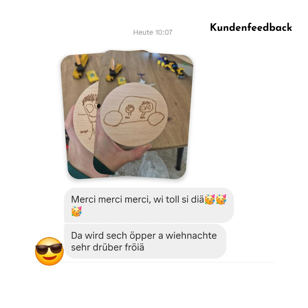 Kundenfeedback: personalisierte Vorratsgläser mit Kinderzeichnung als Geschenk von Kindern