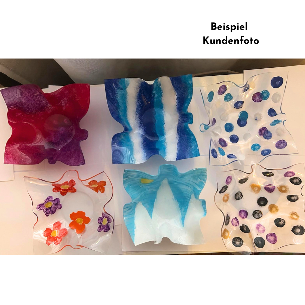 Kundenbestellung: Vielfalt bemalter Schalen aus Acrylglas, Beispiel 3