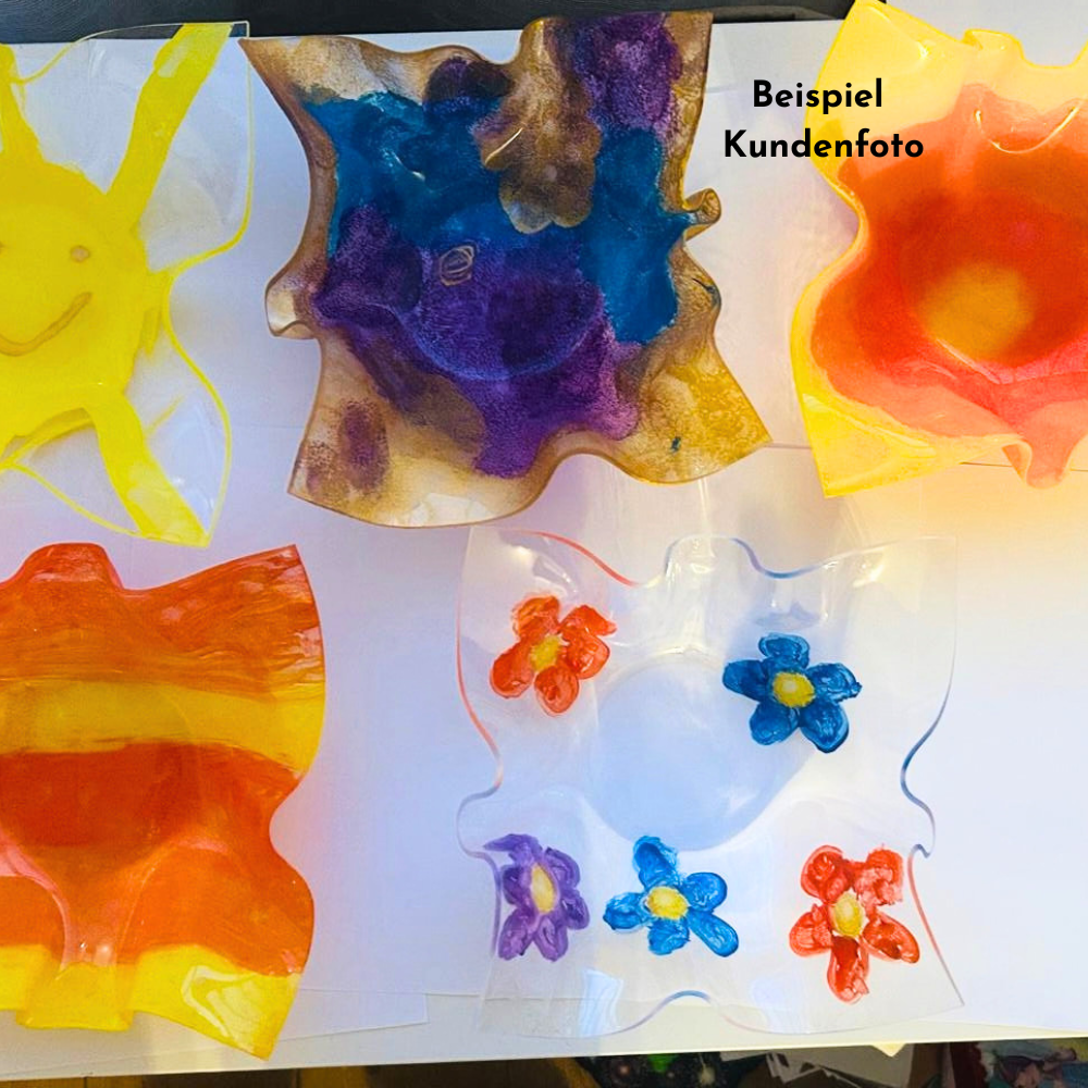 Kundenbestellung: Vielfalt bemalter Schalen aus Acrylglas, Beispiel 4