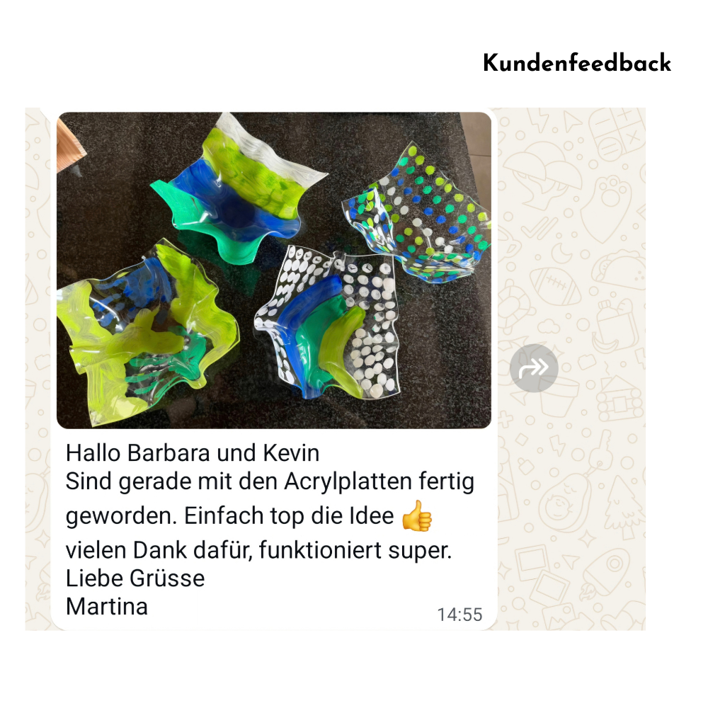 Kundenfeedback: einfachschenken-Kreativset Schalen aus Acrylglas zum Geschenke selber machen